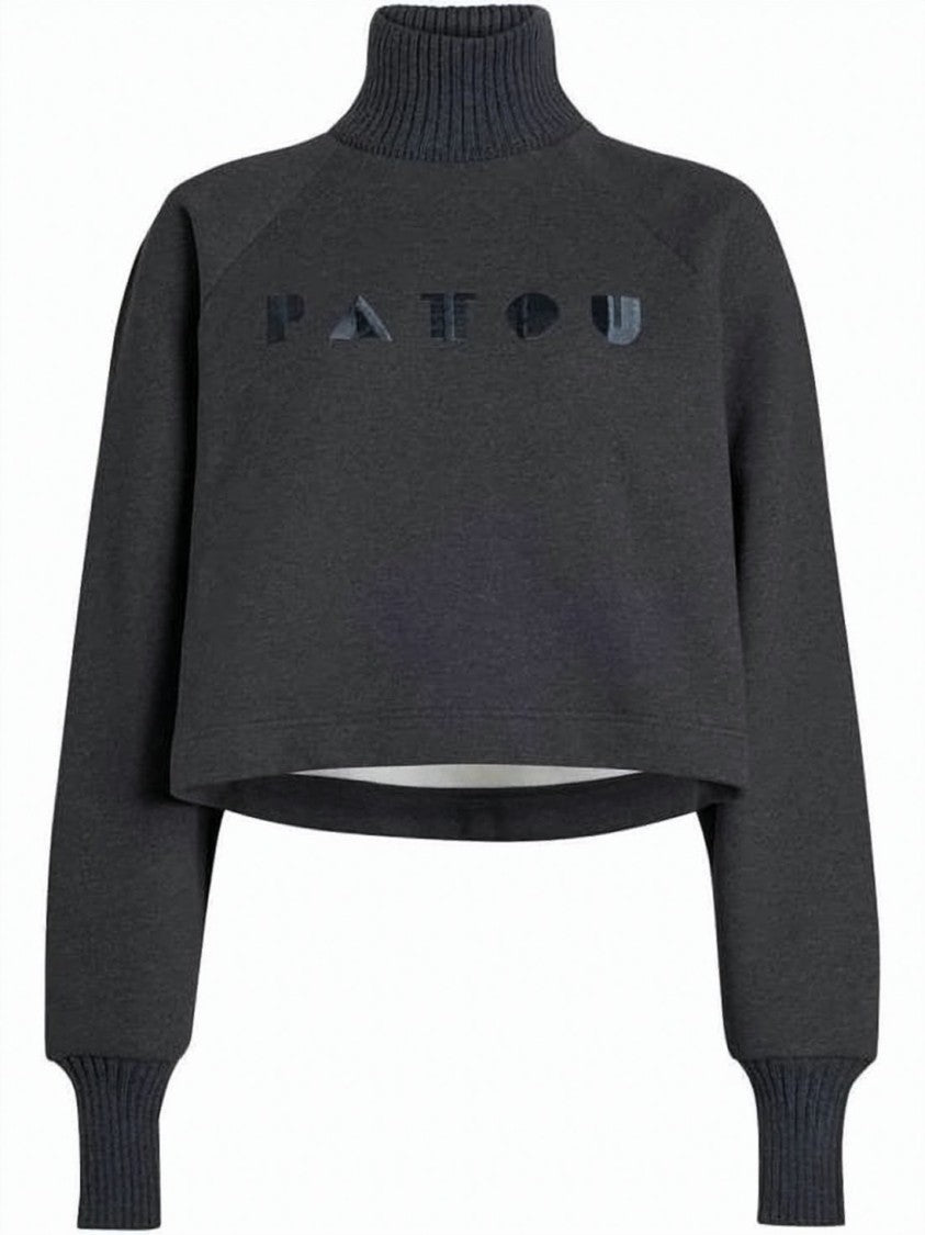 Patou Cropped Long-Sleeve Top With High Ribbed Turtleneck