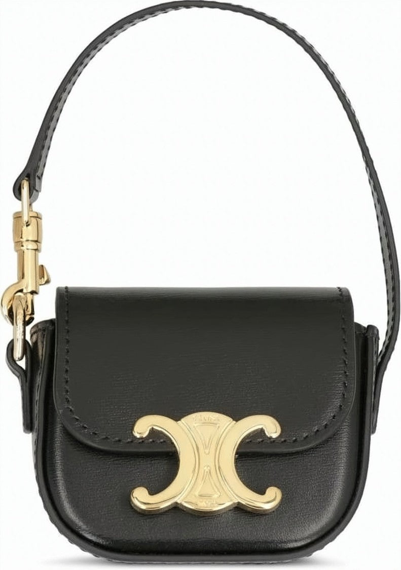 Celine Structured Calf Leather Clutch With Gold-Tone Clasp