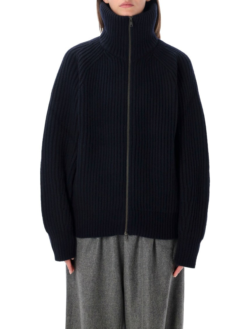Soeur Jasper High Neck Zip Chunky Ribbed Sweater