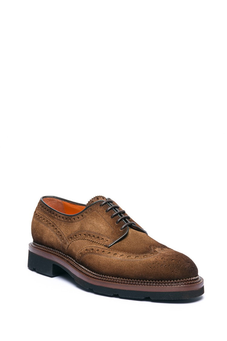 Santoni Derby Lace-Up Suede Shoes