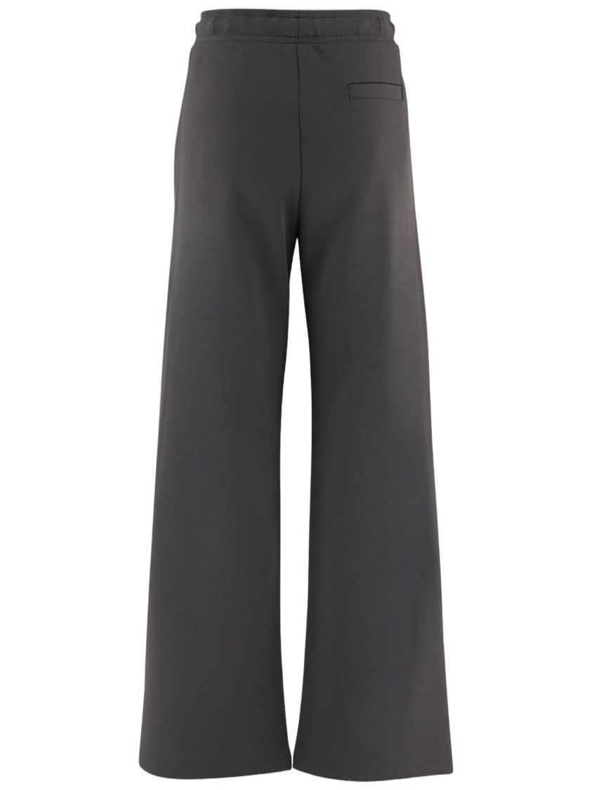 Max Mara Wide-Leg Dark Gray Pants With Jacquard Drawstring