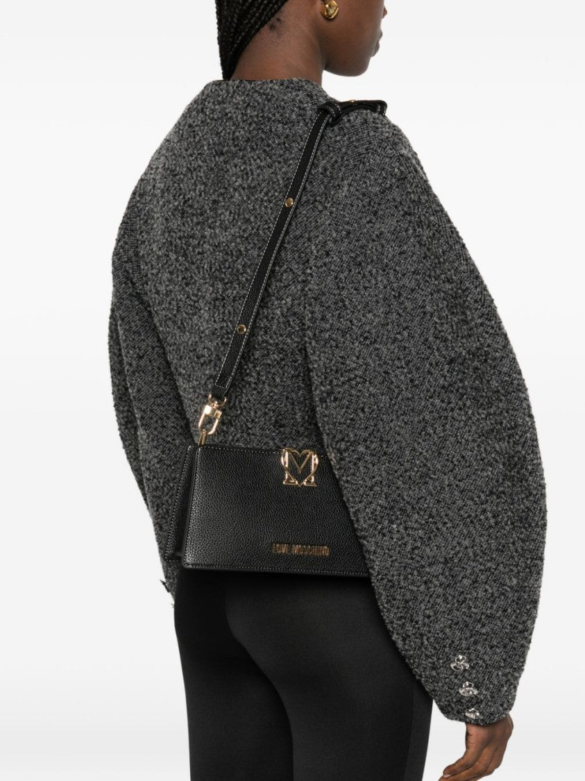 Love Moschino Textured Shoulder Bag With Gold Emblem Detail