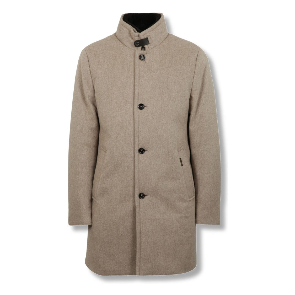 Moorer High-Collar Wool Coat With Button Strap Detail