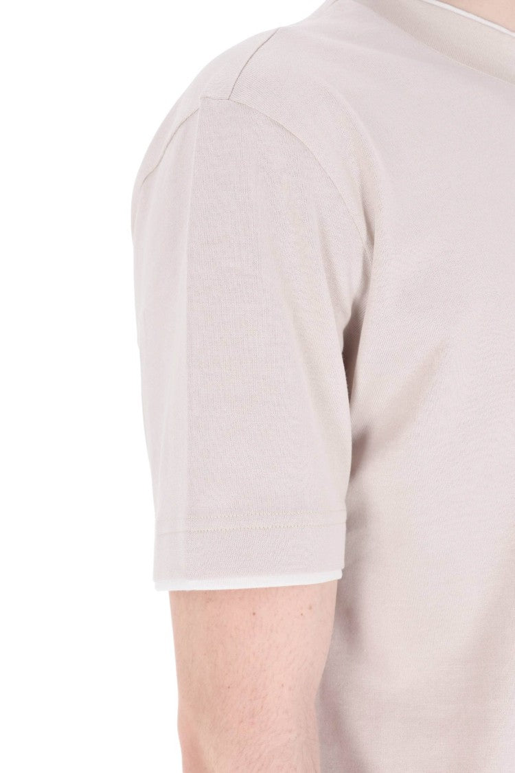 Eleventy Contrast Trim Giza Cotton T-Shirt