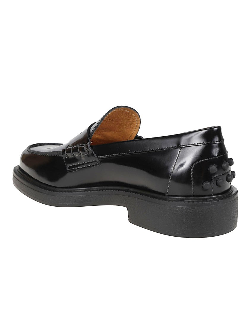 Tod's Black 20L Polished Calf Leather Loafers