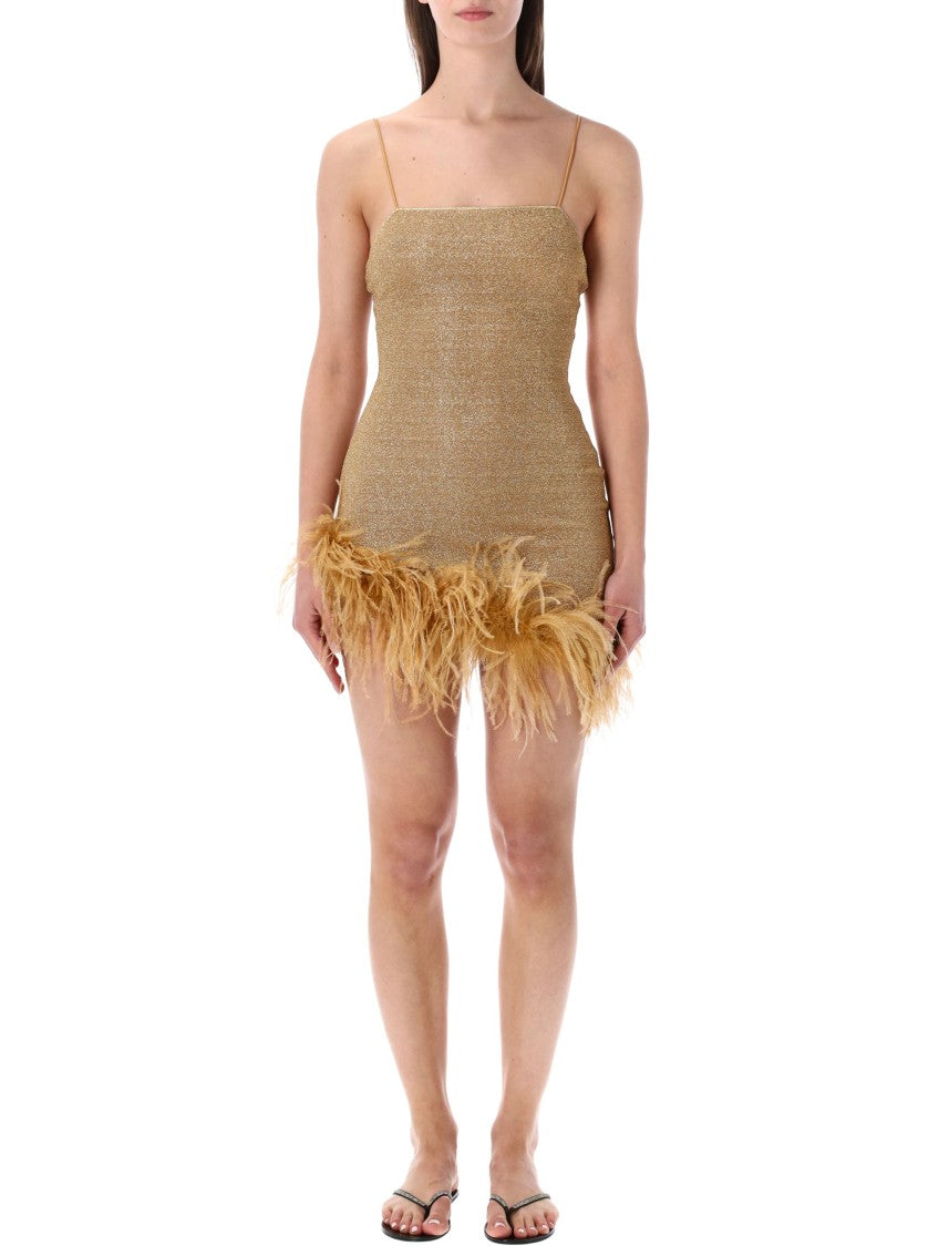 Oséree Mini Dress With Shimmering Metallic Finish