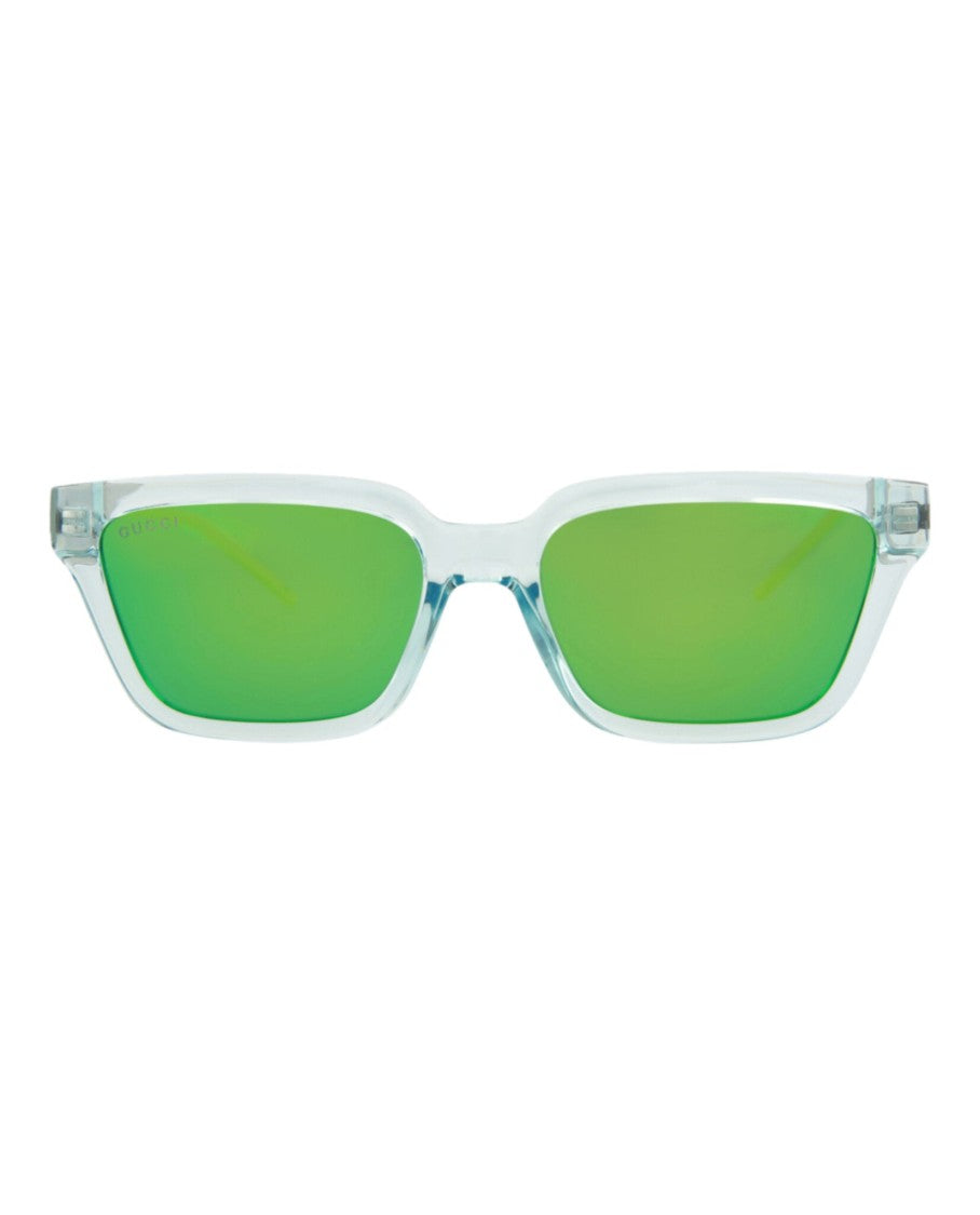 Gucci Square-Frame Injection Sunglasses With Reflective Green Lenses