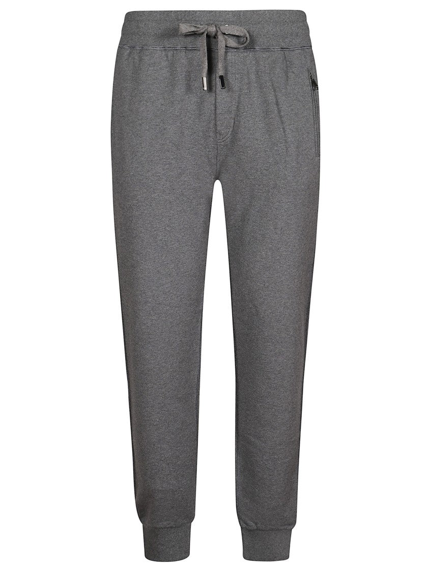Dolce & Gabbana Grey Drawstring Fastening Cotton Straight-Leg Pants