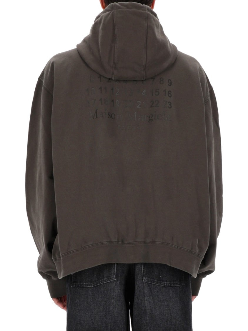 Maison Margiela Oversized Printed Text Cotton Full-Zip Hoodie