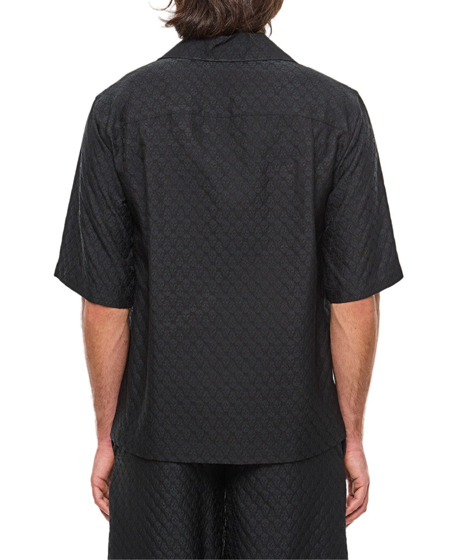 Alexander Mcqueen Short-Sleeved Button-Up Shirt With Embossed Skull Pattern