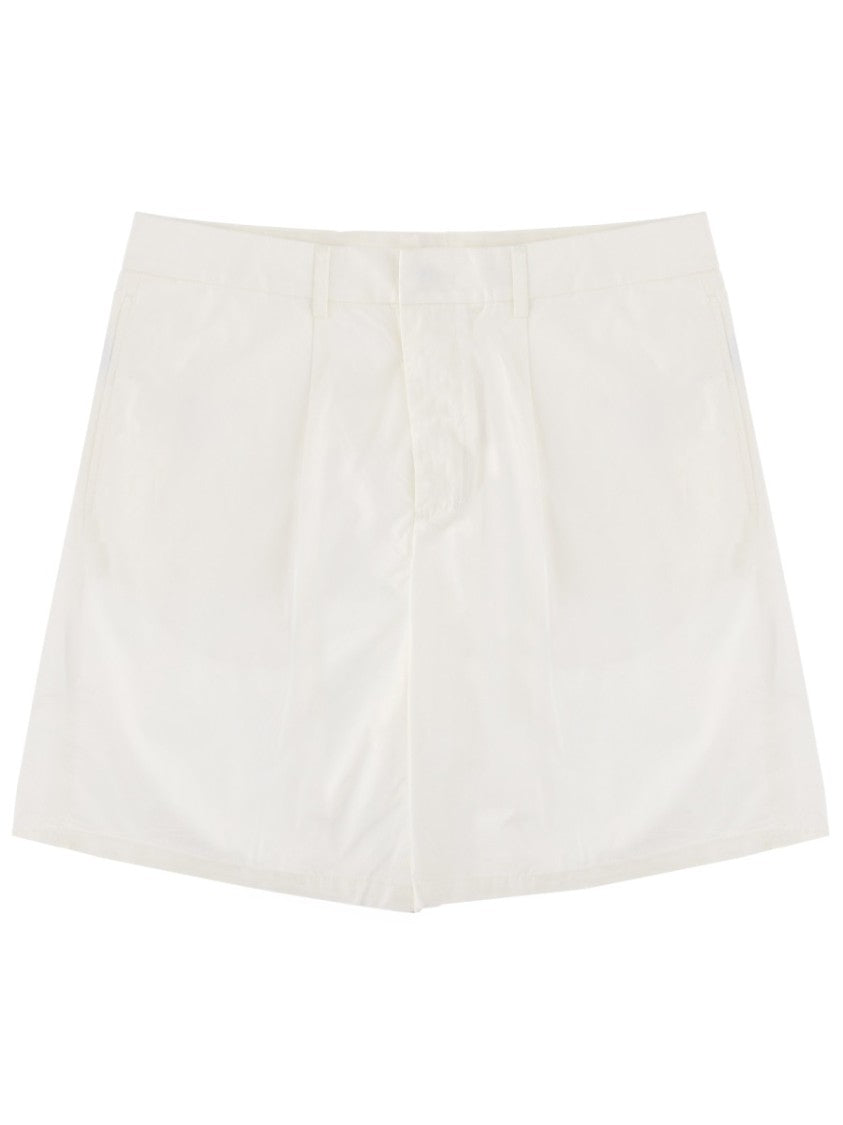 Emporio Armani Flat Front Subtle Pleats Cotton Shorts