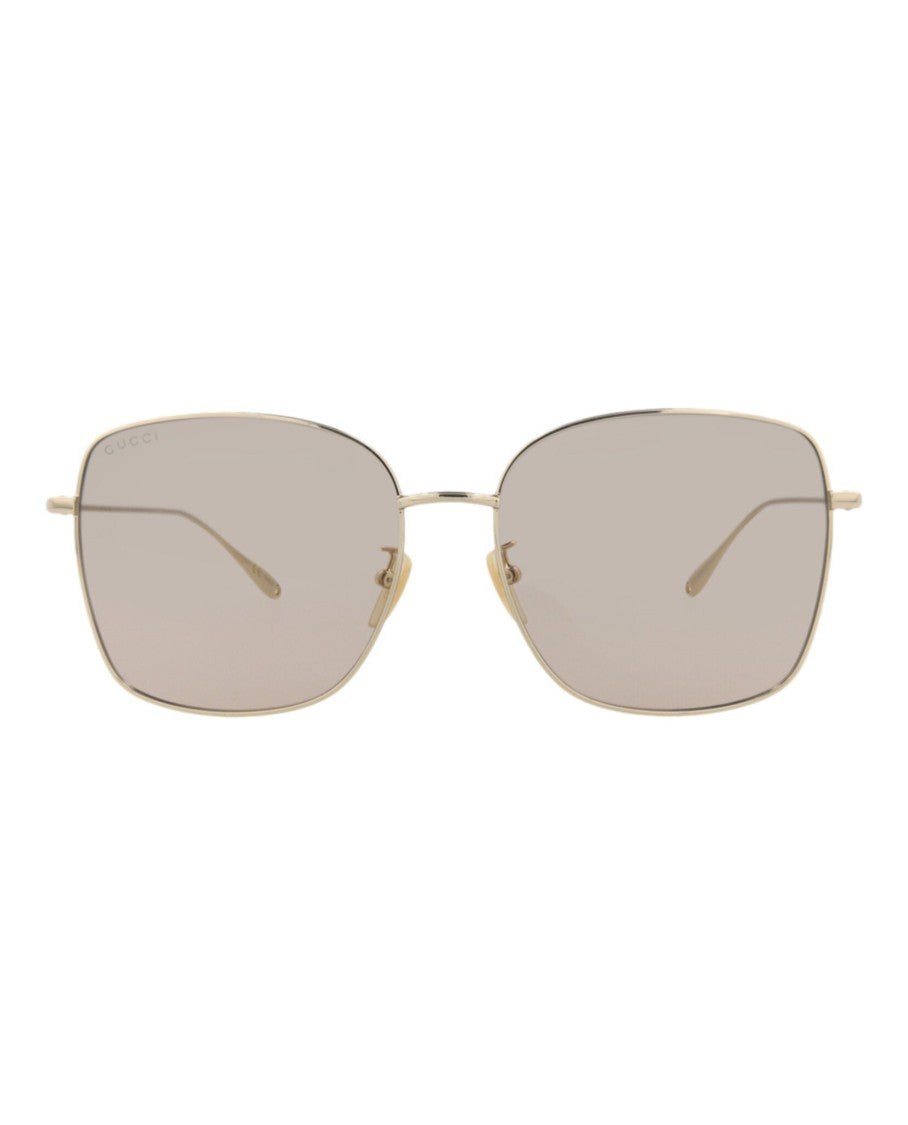 Gucci Sleek Square-Frame Metal Sunglasses With Gradient Lenses