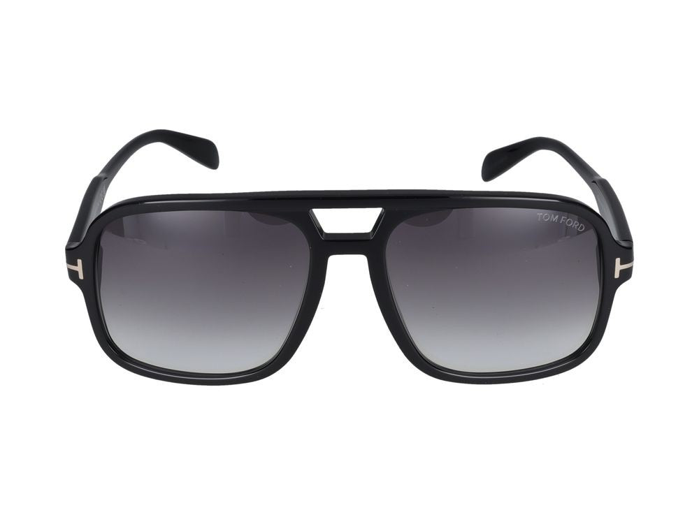 Tom Ford Black Double Bridge Oversized Square Sunglasses