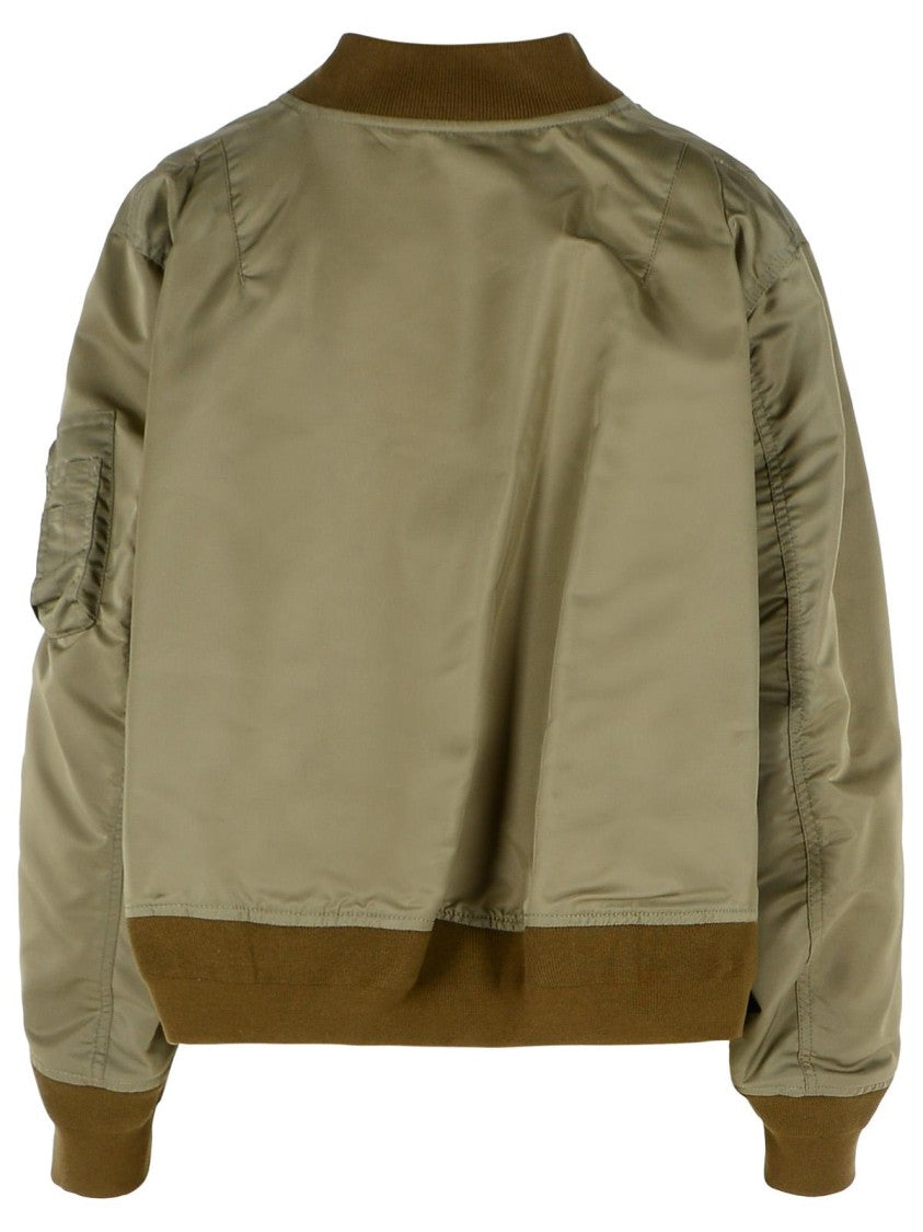 Sacai Bomber Jacket In Green Nylon