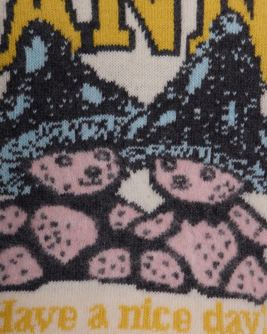 Ganni Intarsia Graphic Knit Sweater In Creamy Base