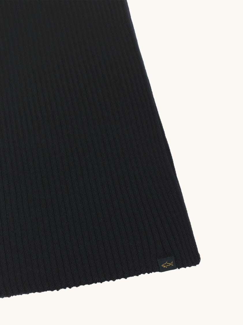 Paul & Shark Ribbed Knit Scarf With Minimalist Aesthetic