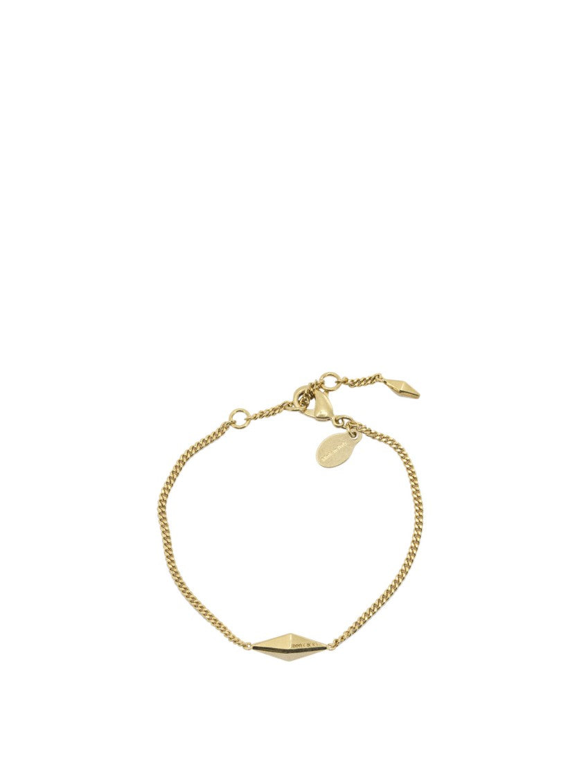 Jimmy Choo Delicate Gold Bracelet With Elongated Diamond Charm