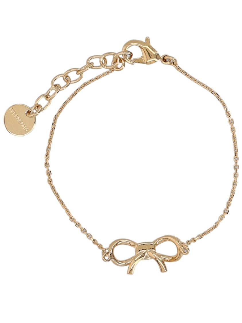 Ferragamo Gold Bow Heart Glass Brass Bracelet