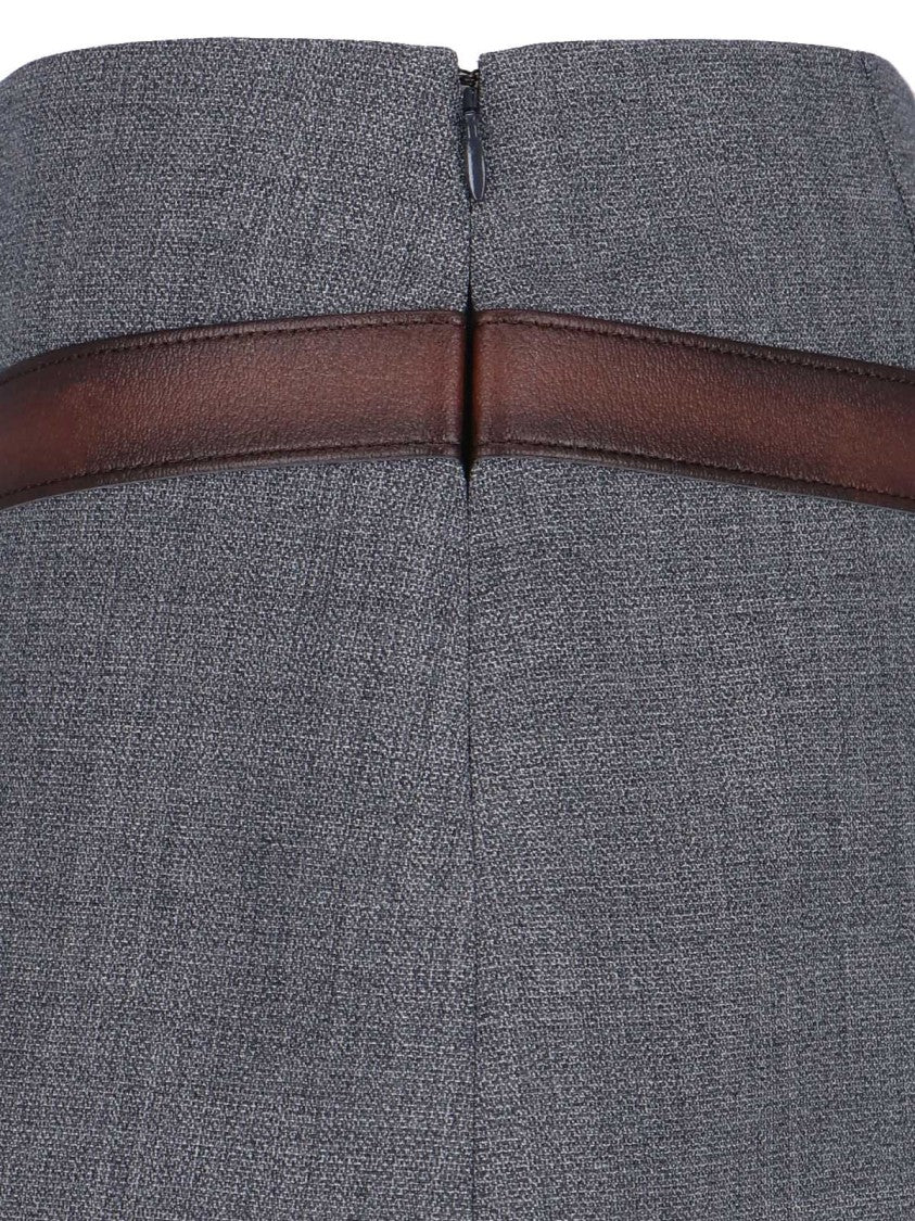 Prada Mini Skirt With Trompe-L'œil Belt – Grey