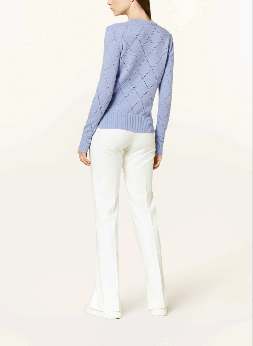 Max Mara Diamond-Patterned Knit Sweater With Ribbed Cuffs