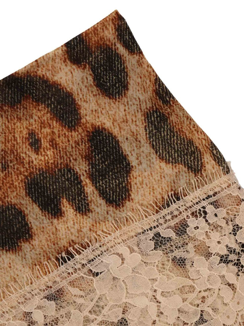 Ermanno Scervino Animal Print Floral Foulard Scarf