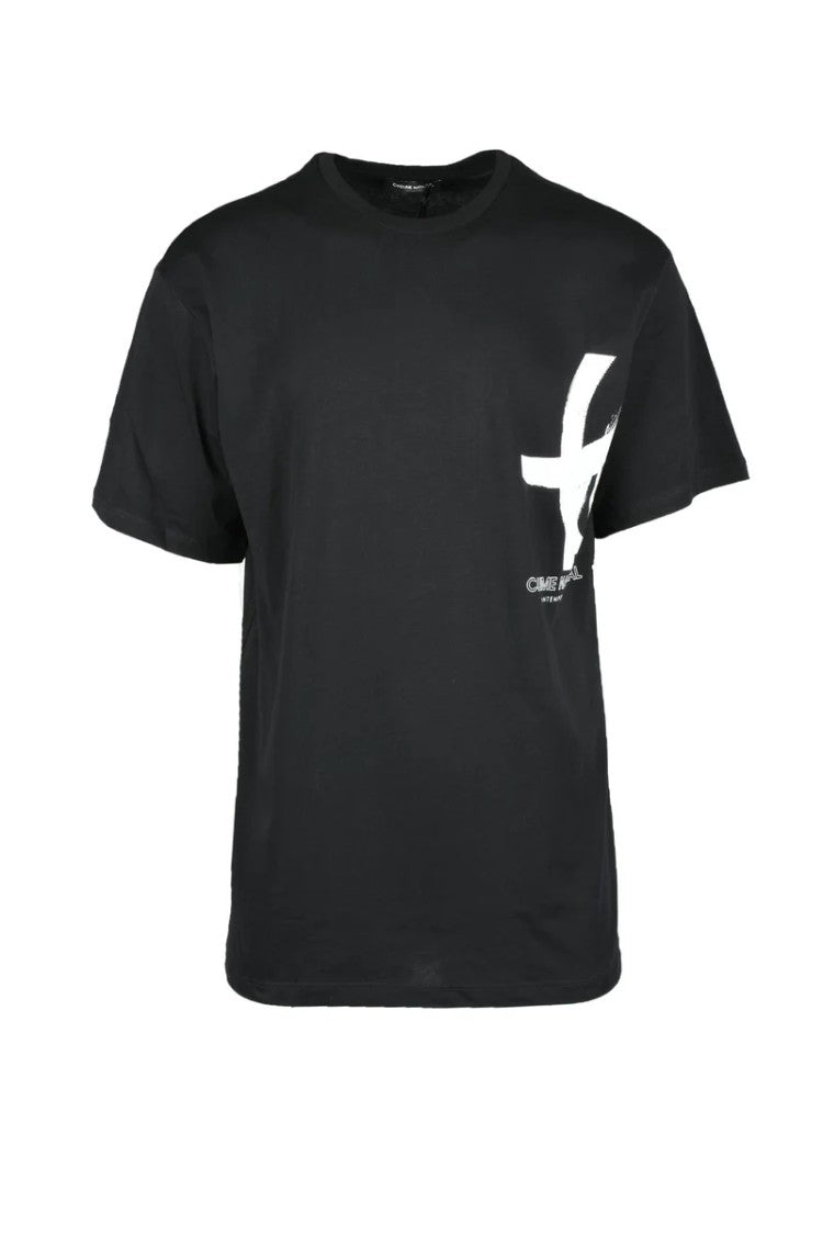 Costume National C. Black Graphic Cotton T-Shirt