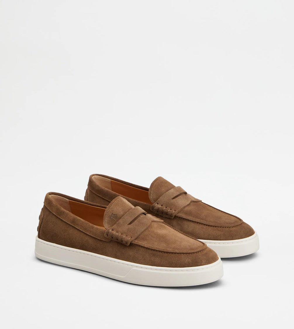 Tod's Light Brown Suede Penny Loafers