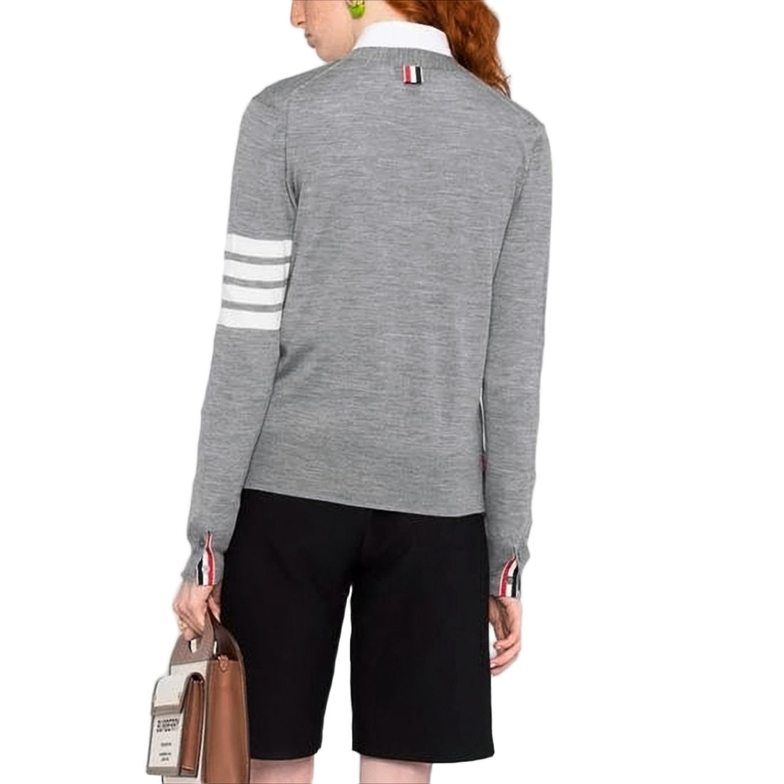 Thom Browne Lightweight Grey Merino Wool Cardigan With V-Neckline