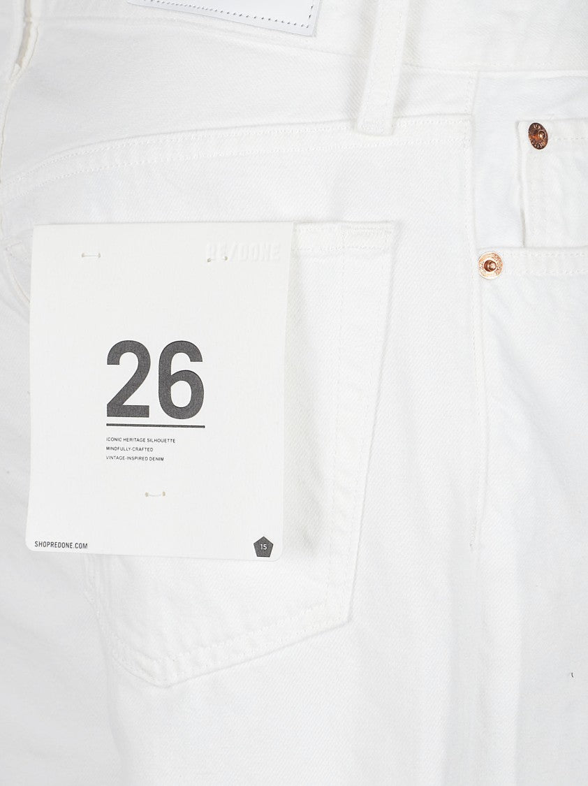 Re/Done White Denim Jeans With Straight-Leg Cut
