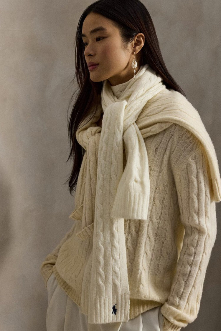 Polo Ralph Lauren Cream Knit Scarf