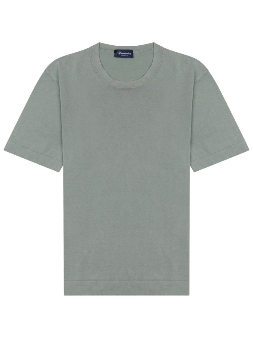 Drumohr Relaxed-Fit Cotton T-Shirt In Muted Green Shade