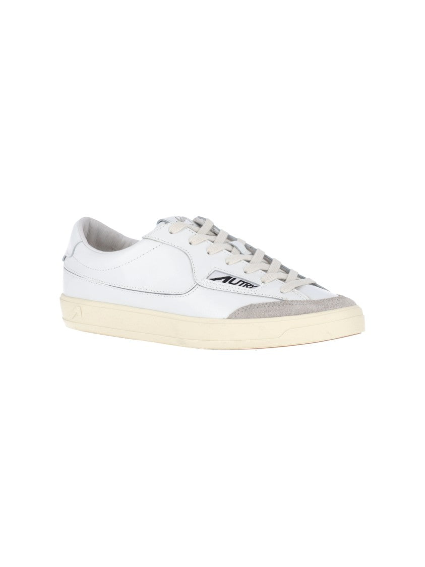 Autry White Windscape Low Suede Accent Leather Sneakers