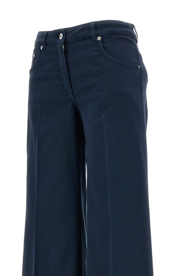 True Royal Wide-Leg Cropped Pants With High Waist