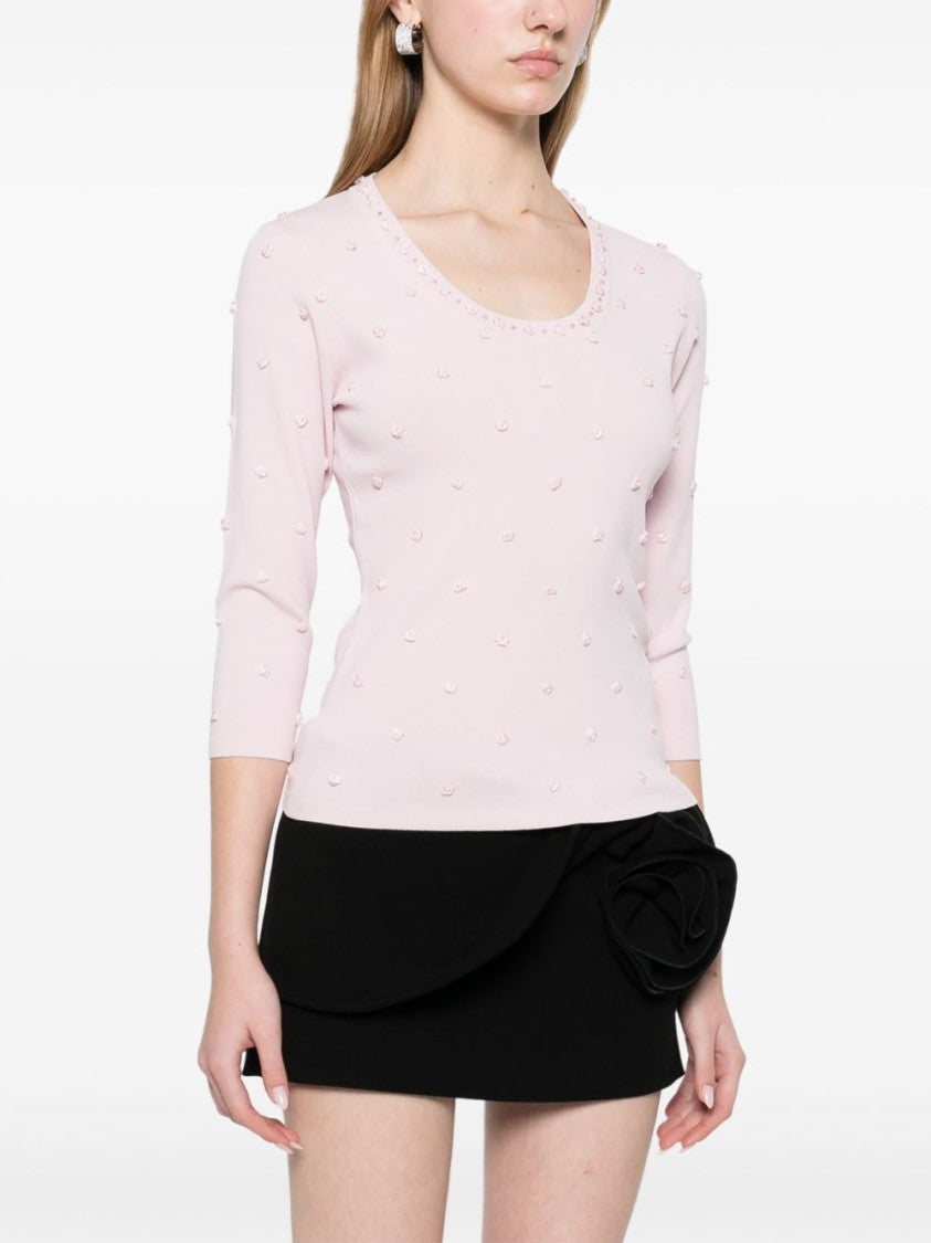 Blugirl Floral-Embellished Scoop Neck Top