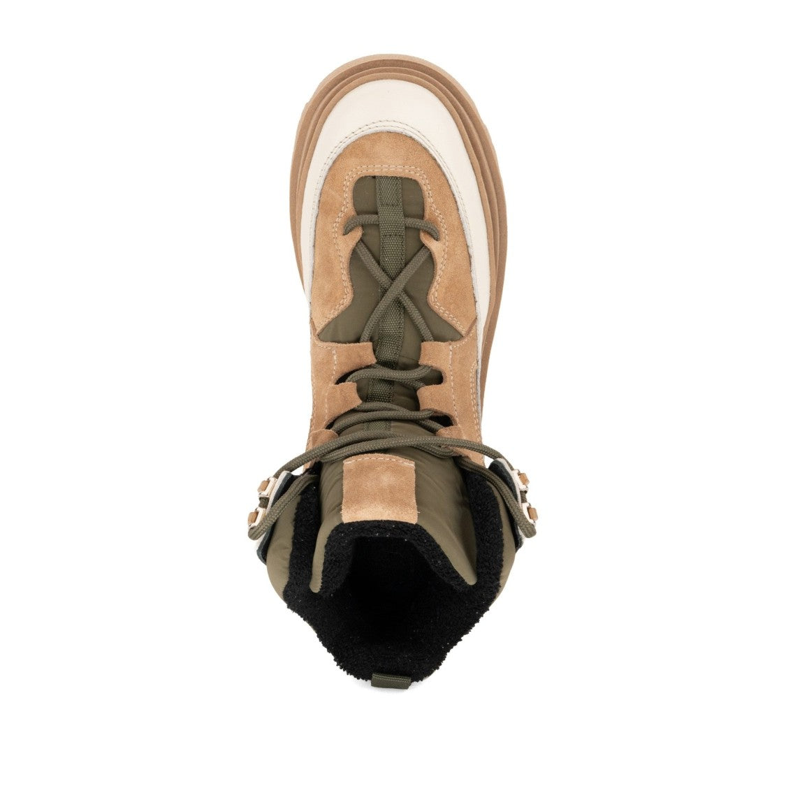 Prato Creativo Multicolor Chunky Padded Collar Suede Boots