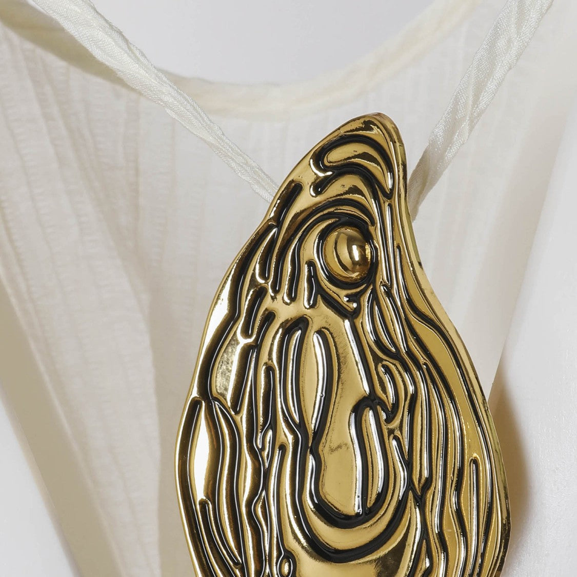 Hamoulet Sleeveless White Maxi Dress With Sculptural Pendant And Side Slit