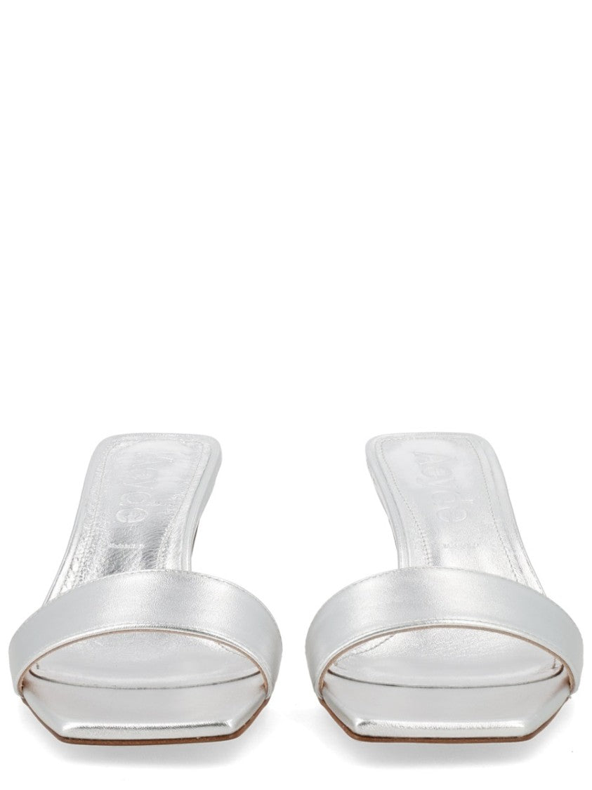 Aeydē Neutrals Gilly Square Toe Metallic Sandals