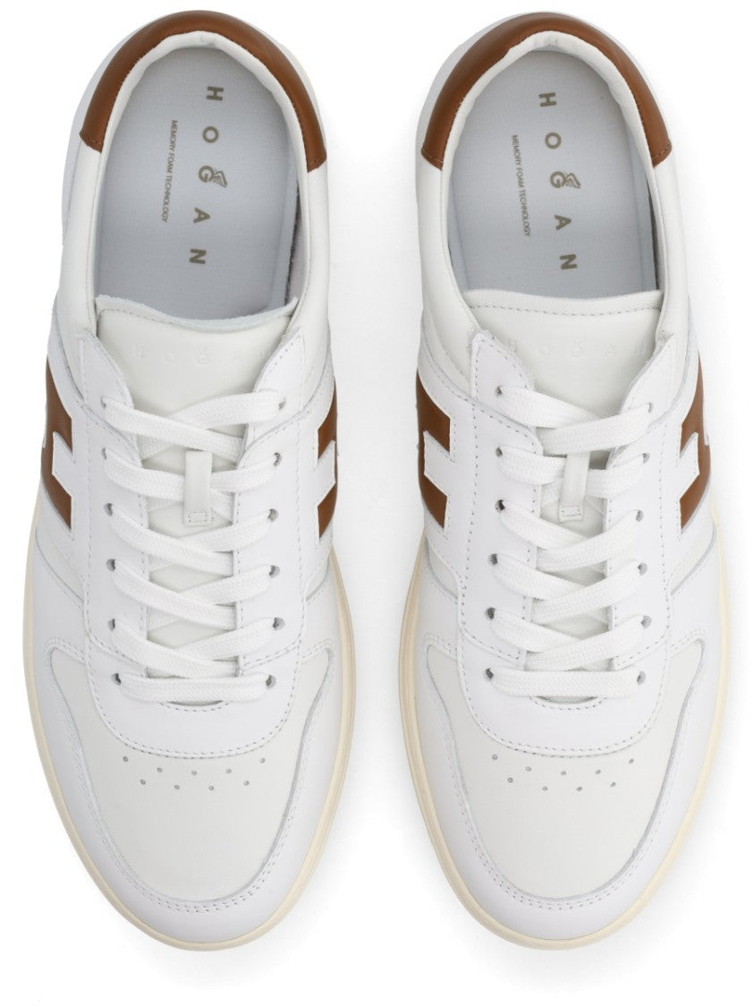 Hogan White H Logo Leather Accent Sneakers