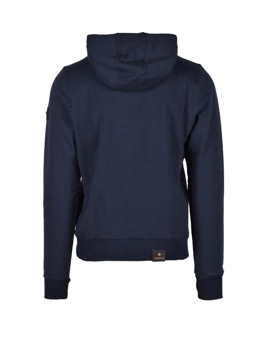 Esercito Blue Geometric Stretch Cotton Sweatshirt