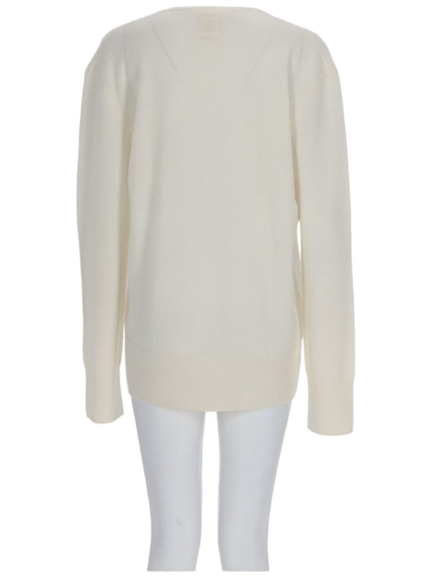 Totême Creamy Off-White Relaxed Fit V-Neck Sweater