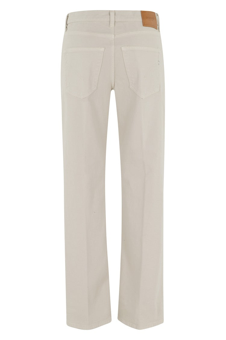 Dondup Beige Jacklyn Low-Waist Cotton-Blend Wide-Leg Jeans