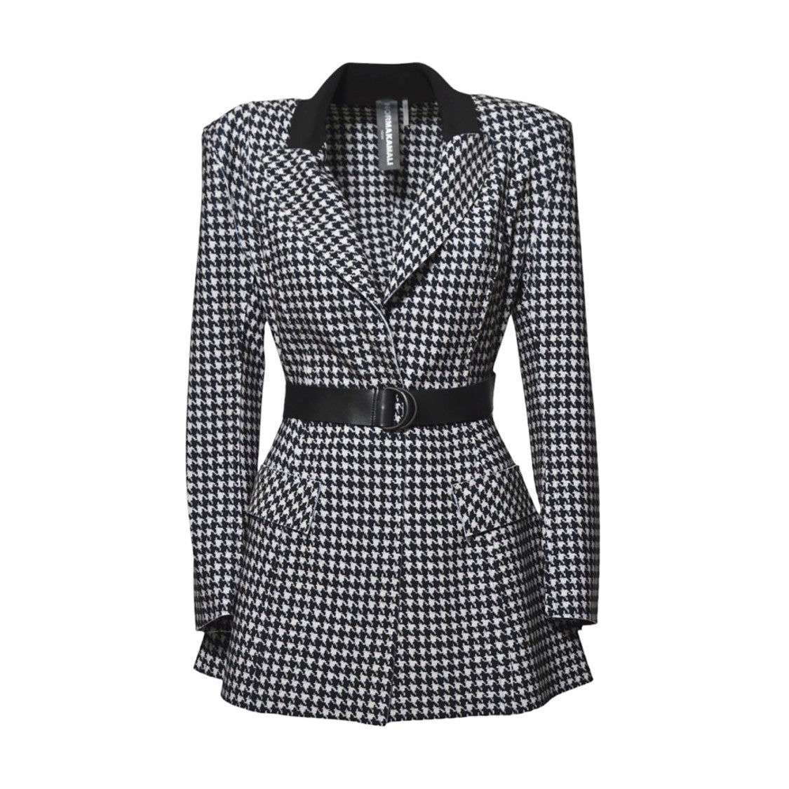 Norma Kamali Tailored Slim-Fit Blazer With Houndstooth Pattern