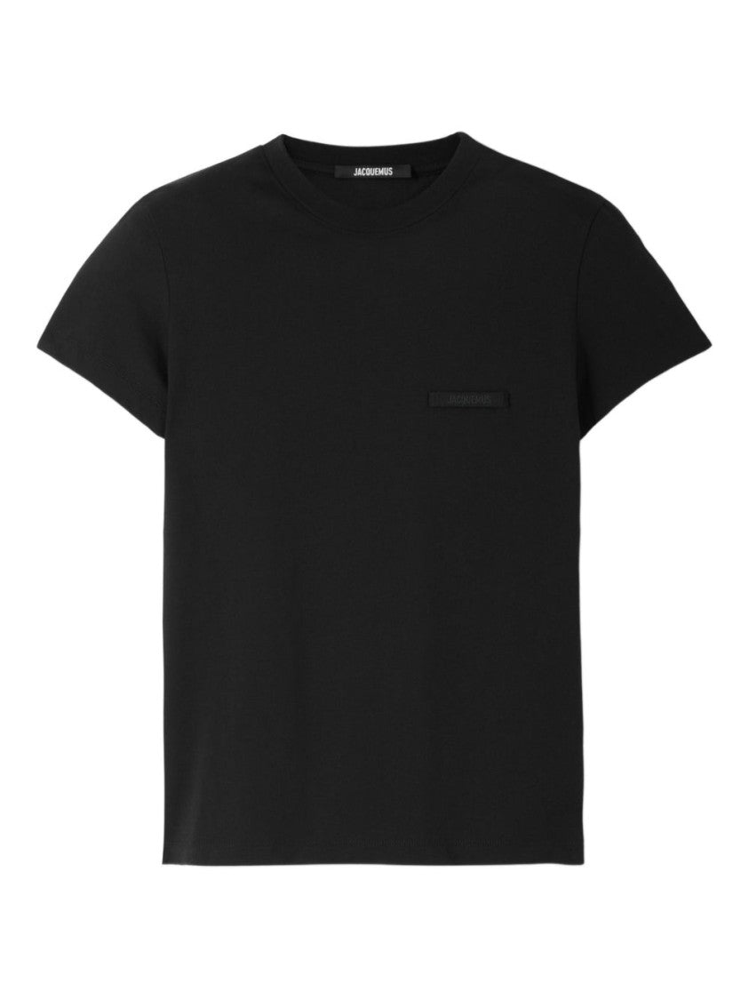 Jacquemus Boxy Black Top With Tonal Logo Detail