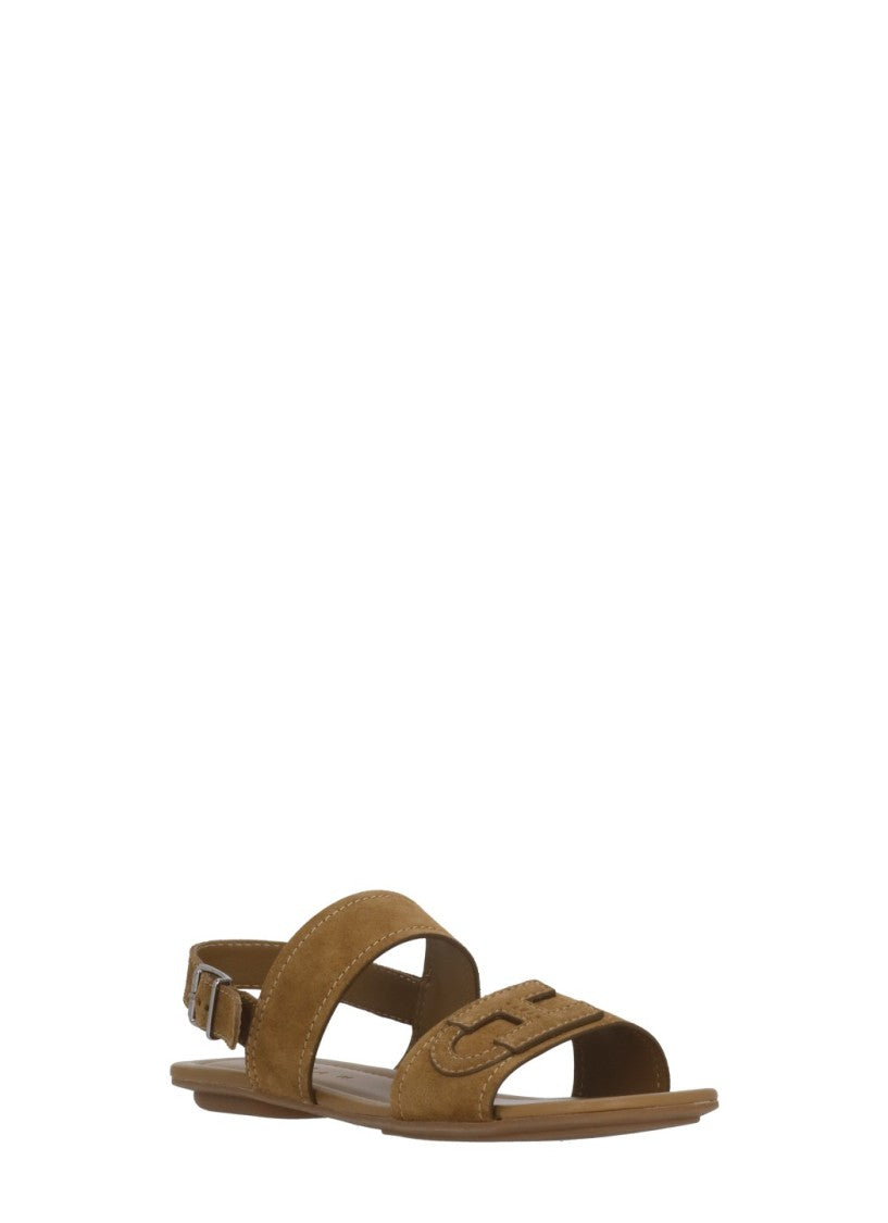 Hogan Brown H685 Iconic H Suede Sandals