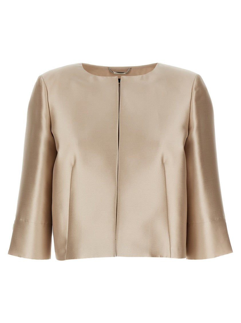 Alberta Ferretti Mikado Bolero Jacket With Crew Neck