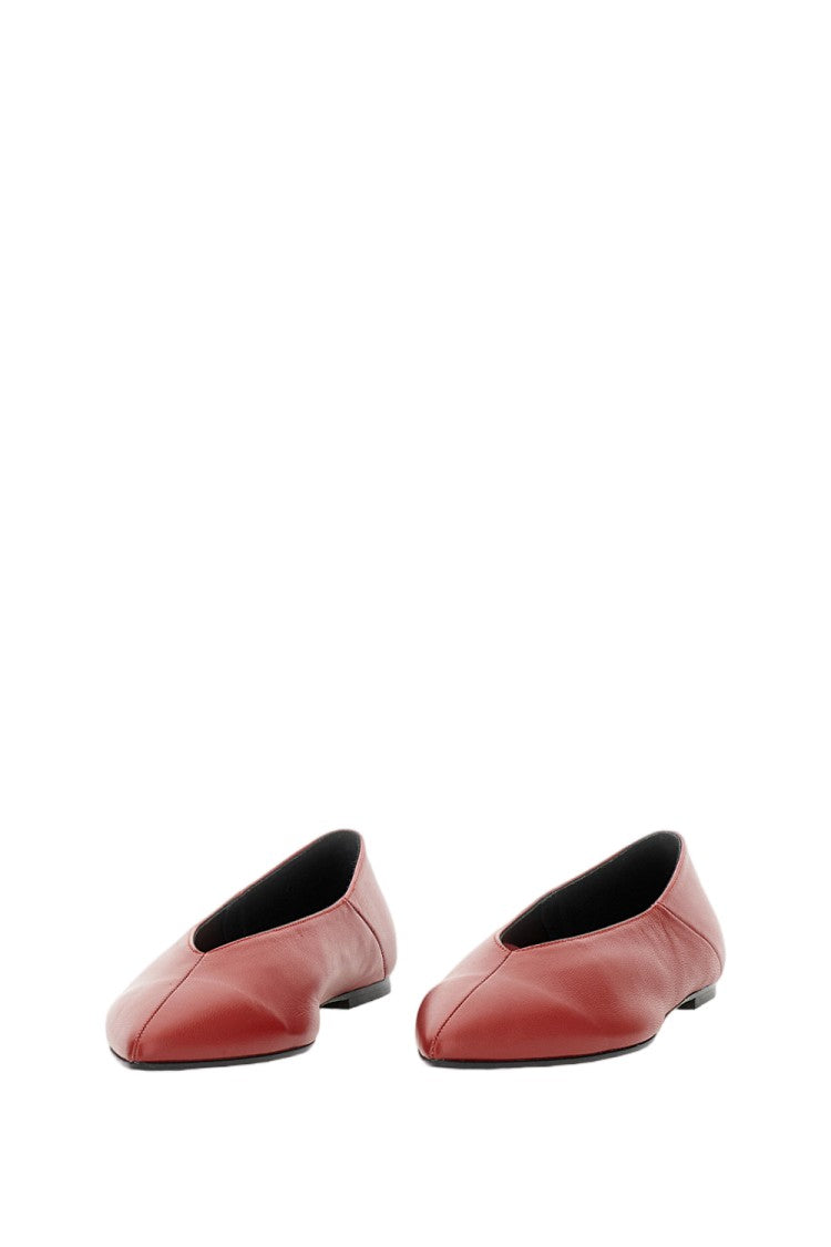 Aeydē Pointed-Toe Nappa Leather Ballerina With Visible Stitching
