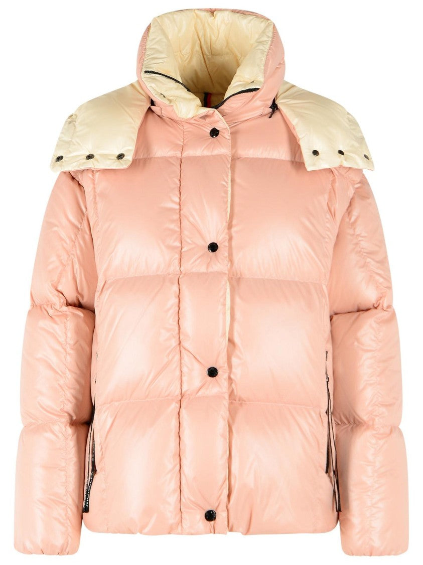 Moncler 'Parana' Short Light Pink Laqué Nylon Down Jacket