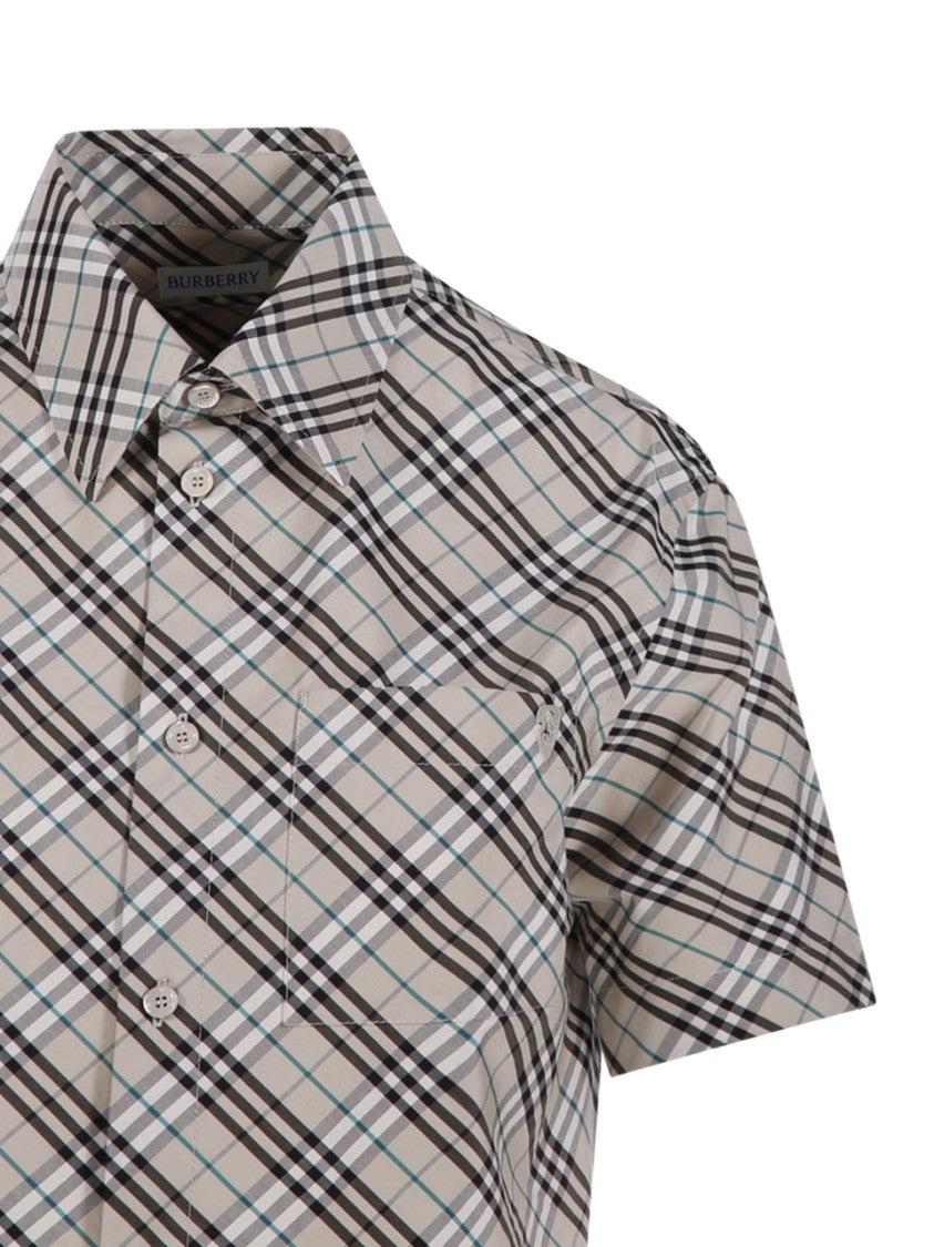 Burberry Plaid Cropped Shirt With Structured Collar