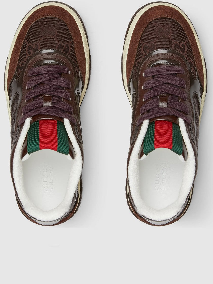 Gucci Brown Remotion Suede Glossy Leather Sneakers