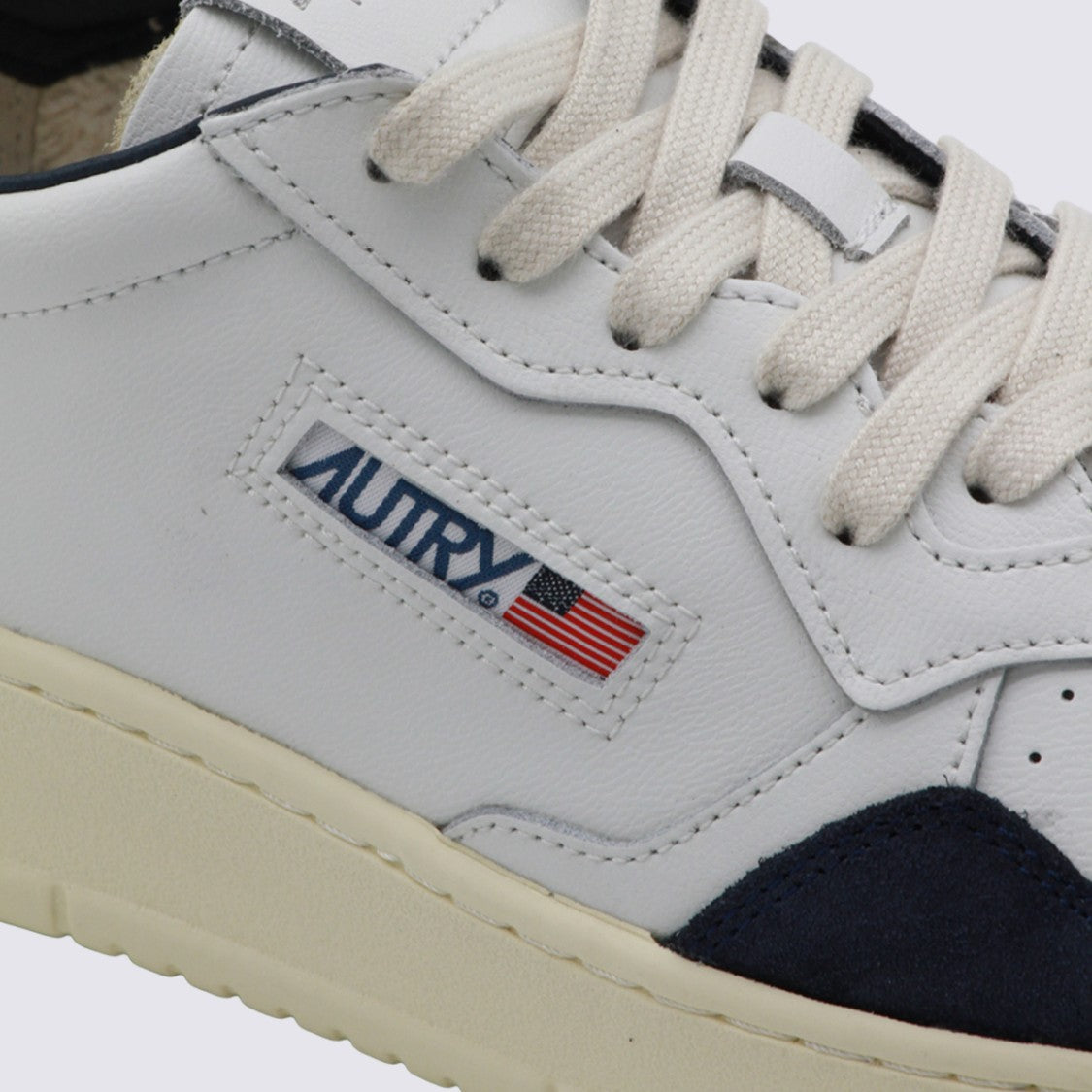 Autry Low-Top Leather Sneakers With Suede Overlays